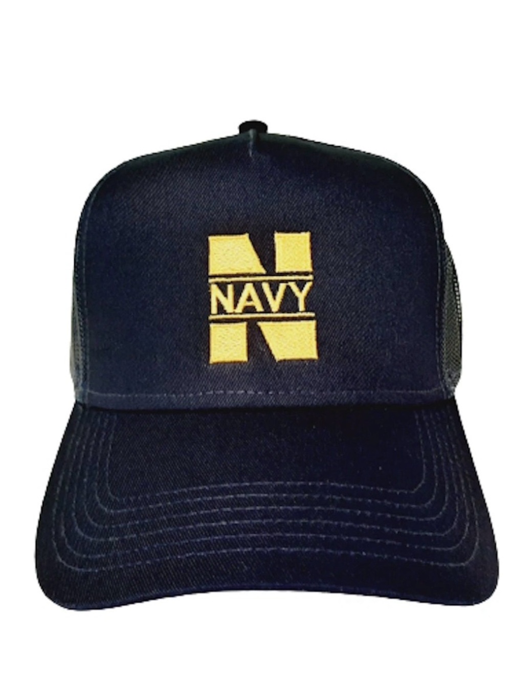 US Navy Baseball Cap Hat Mesh Snapback Blue Embroidered 5 Panel Mid Profile